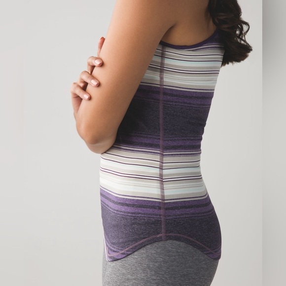 Lululemon Refresh Racer Tank Osaka Stripe Heathered Black Grape / Going Grape 8 - Picture 5 of 12